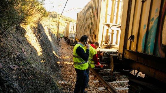El tren descarriló en el concejo de Lena, donde quedó parado a la altura de Casorvida. 