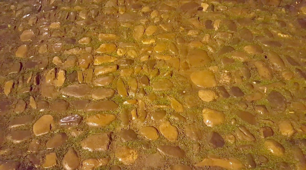 Imagen del empedrado de la Plaza del Grano.
