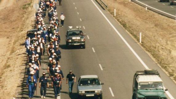 Imagen de la 'Marcha Negra' en su camino hacia Madrid.