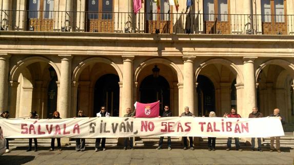 La plataforma protesta en San Marcelo.