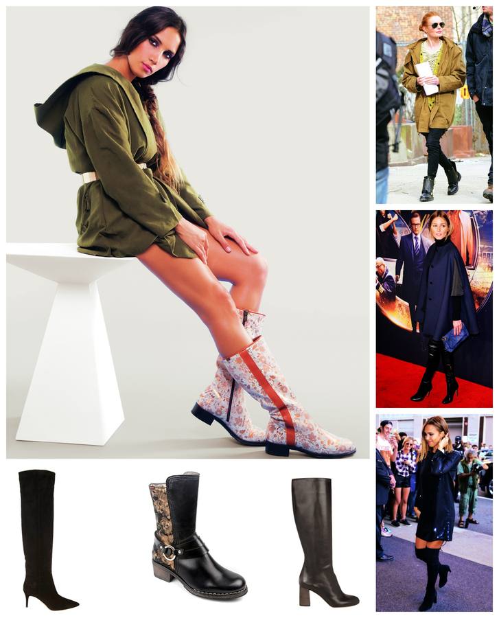 Parecía que los botines las habían derrotado, pero siguen siendo nuestro calzado favorito para el invierno. Las famosas las adoran, pero cada una tiene su manera de llevarlas. Para el día. Elige las más cómodas, pero siempre con algo de tacón y combínalas con leggings o pantalones pitillo que puedas llevar por dentro, una camiseta o jersey y una chaqueta larga. Para la tarde puedes inspirarte en Olivia Palermo y llevarlas altas, tipo mosquetero, con una minifalda y un abrigo o capa sencillo. Y por la noche, menos es más. Triunfarás con un look como el de Jessica Alba, con un vestido de lentejuelas y unas sencillas botas de ante negro de tacón medio.India Martínez lleva uno de los modelos que ha diseñado para la firma Callaghan.