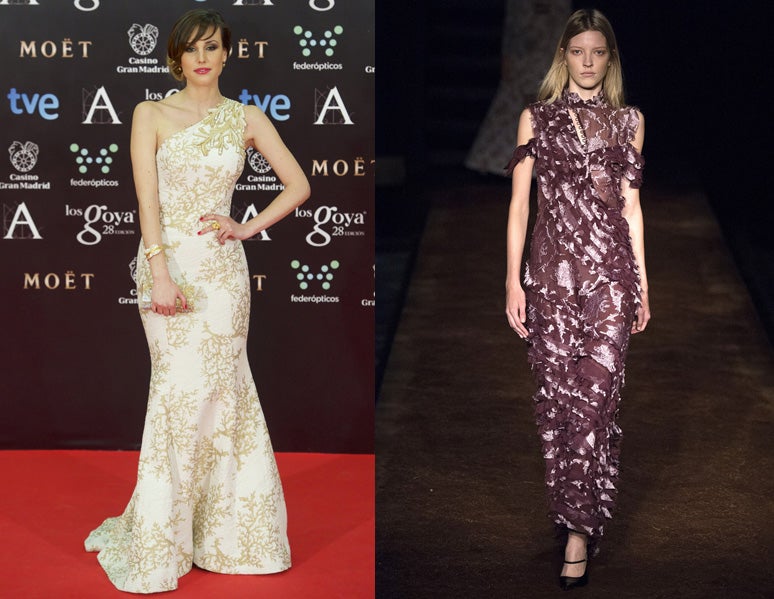 Natalia de Molina confío en Andrew Gn para recoger su primer "cabezón". Apostamos por un modelo como este de Erdem por si termina subiendo al escenario a alzarse con el segundo.