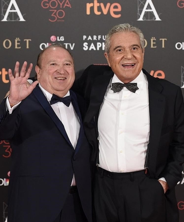 Andrés Pajares y Fernando Esteso muy sonrientes antes de la gala de la 30ª edición de los Goya.