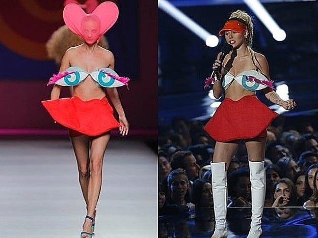 Miley Cyrus en los MTV Vídeo Awards de 2015 con look de pasarela de Ágatha Ruiz de la Prada.