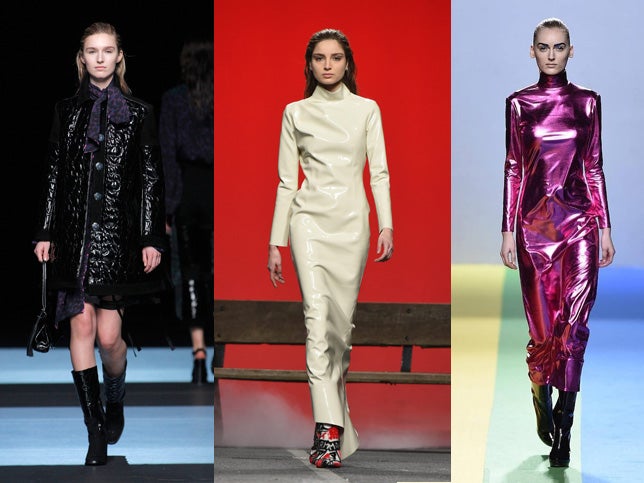 Juan Vidal, María Ke Fisherman y María Escoté se atreven con el charol más allá de los complementos de cara a la temporada otoño-invierno 2016.