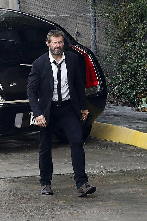 Un envejecido Hugh Jackman como Lobezno/Logan en el set de rodaje de 'Lobezno 3' en Nueva Orleans.