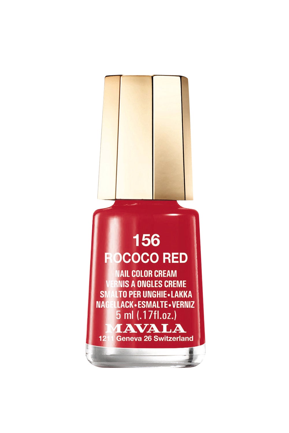 Laca de uñas Rococo Red Nº 156 de Mavala, el rojo clásico que también triunfa entre las novias. (6,45€).