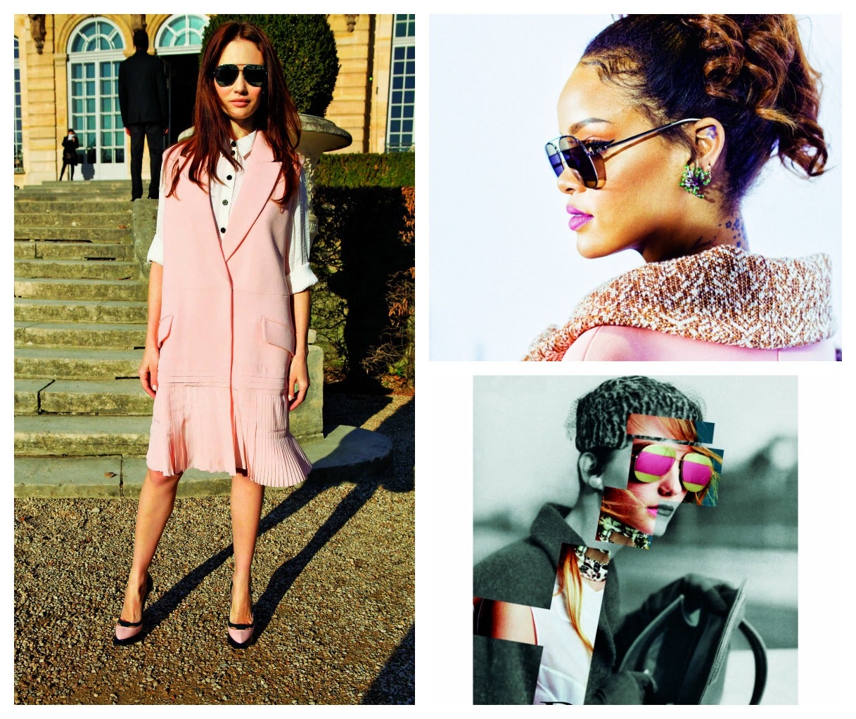 Arte y moda continúan su estrecha y prolífica relación. Esta vez ha sido Dior quien se ha aliado con el artista Bess NYC (al que descubrió en Instagram) para que use libremente en sus collage uno de los accesorios más icónicos de la firma: las gafas de sol Diorsplit, amadas por las celebrities. www.dior.com. (Olga Kurylenko, Rihanna, Bess NYC)