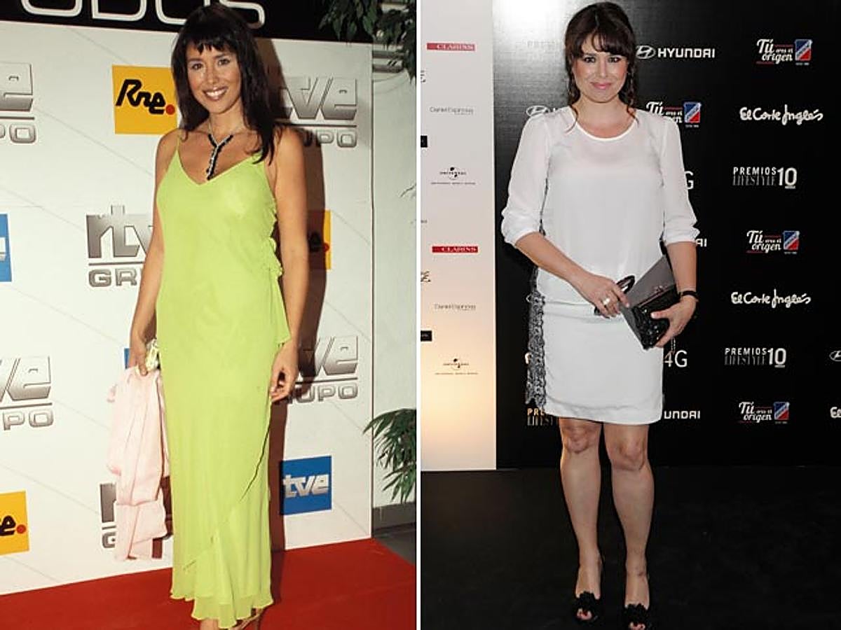 Minerva Piquero es de las que mayor cambio físico han experimentado. A la izquierda en una imagen de 2002. A la derecha, en un 'photocall' celebrado en Madrid en junio de 2013.