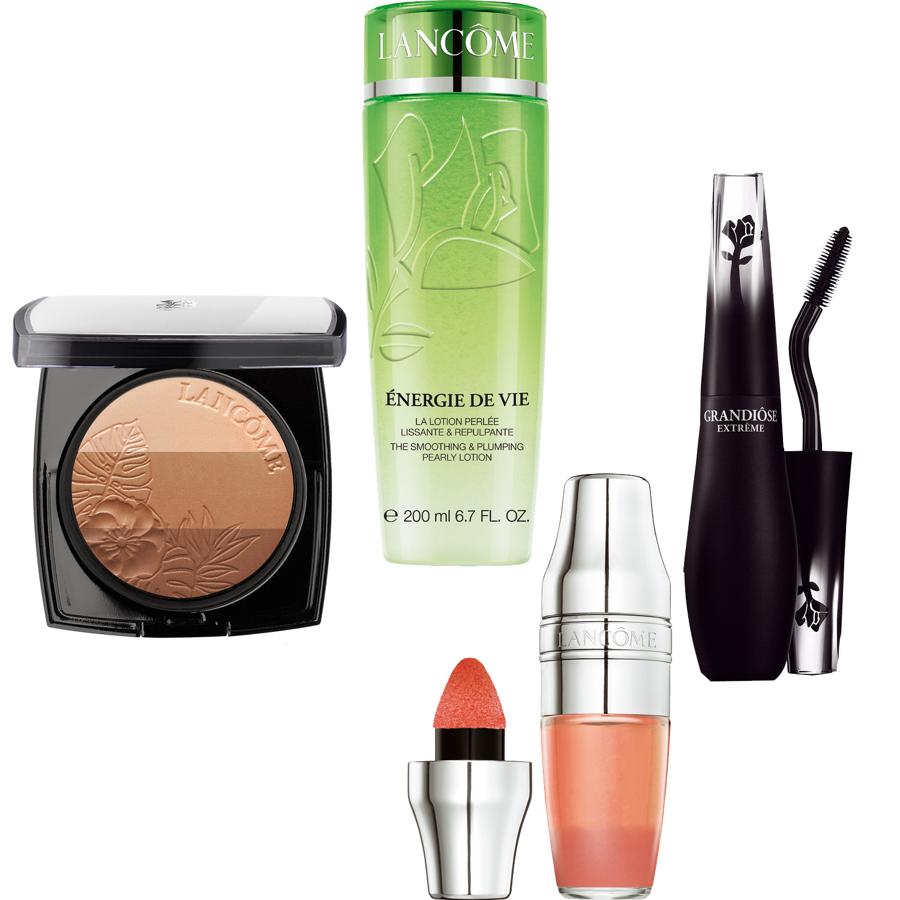 Polvos de sol Belle de Bronze (48,50 €). Energie de Vie Perly Lotion (60 €). Brillo Juicy Shaker (22 €). Máscara Grandiôse Extreme (35 €).