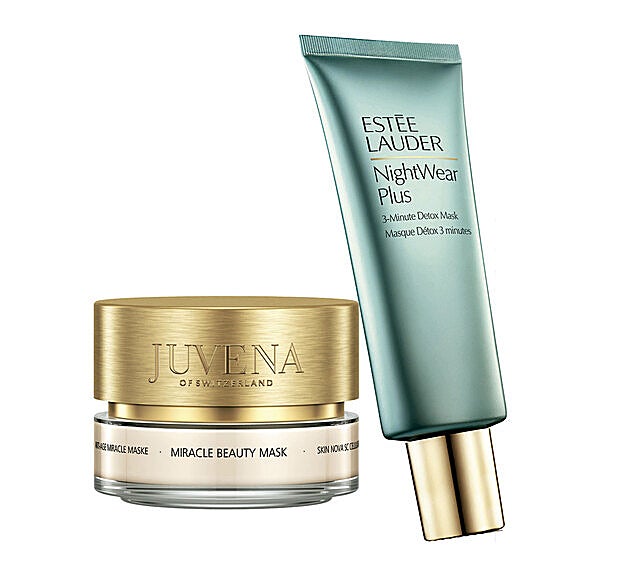 Miracle Beauty Mask de Juvena (68 €). NightWear Plus 3-Minute Detox Mask de Estée Lauder (58 €).