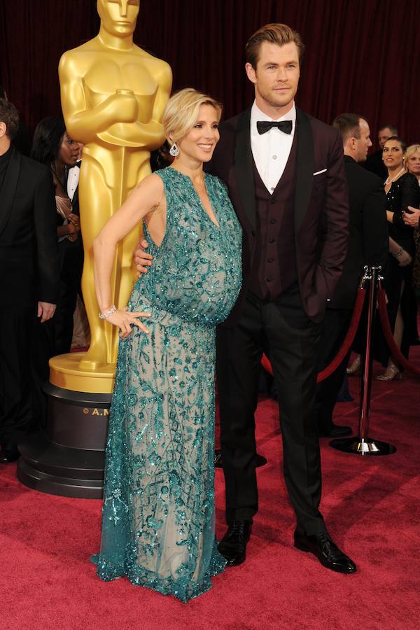 La pareja, cuando esperaba a sus hijos mellizos, en la entrega de los Oscar del año 2014