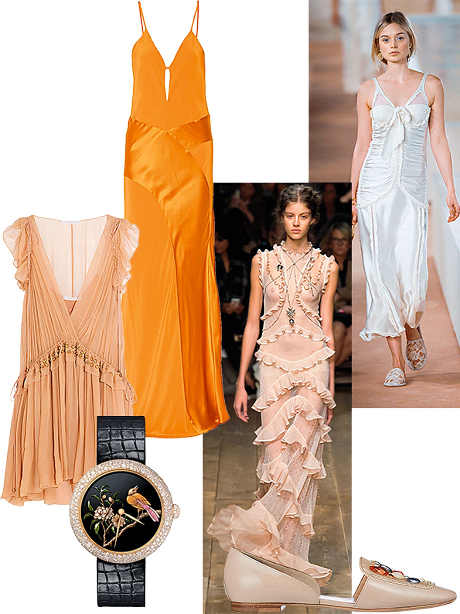 Cuando Narciso Rodríguez diseñó en 1996 un vestido lencero para la boda de Caroline Bessette y John F. Kennedy, revolucionó la moda nupcial. Pero esta prenda ha seguido ganando terreno en forma de sutiles piezas de calle y de fiesta. Esta temporada hay mil versiones en diferentes precios, firmas, colores y patrones. E.m. (Vestido al bies de Michel Mason, Topshop, Chanel, Emporio Armani, Balenciaga y A. McQueen)