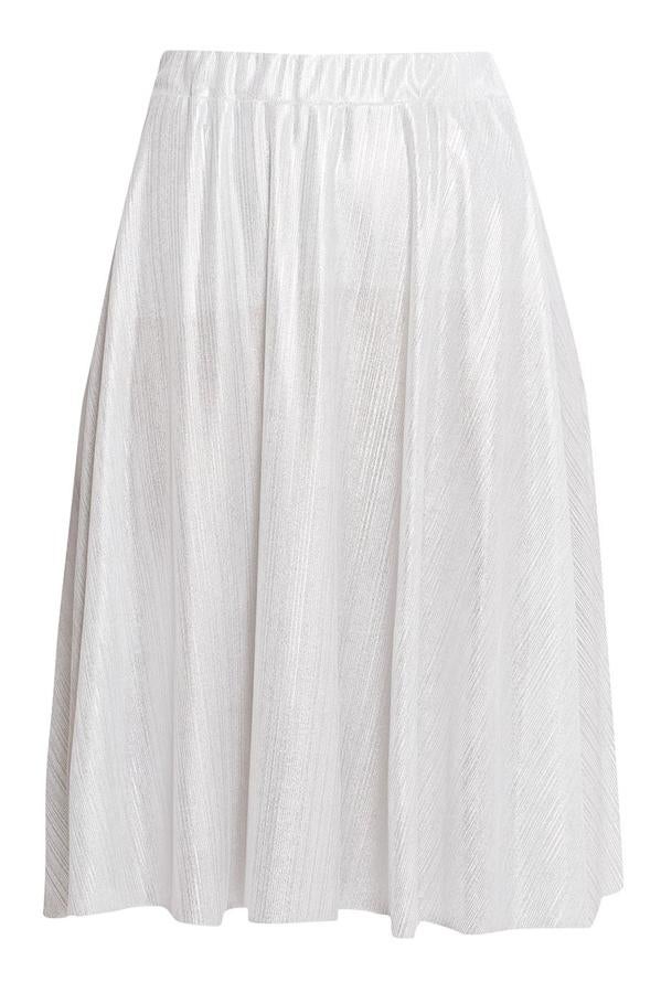 Falda laminada en color plata de Erikch para El Armario de la Tele (Precio: 24.90 euros)