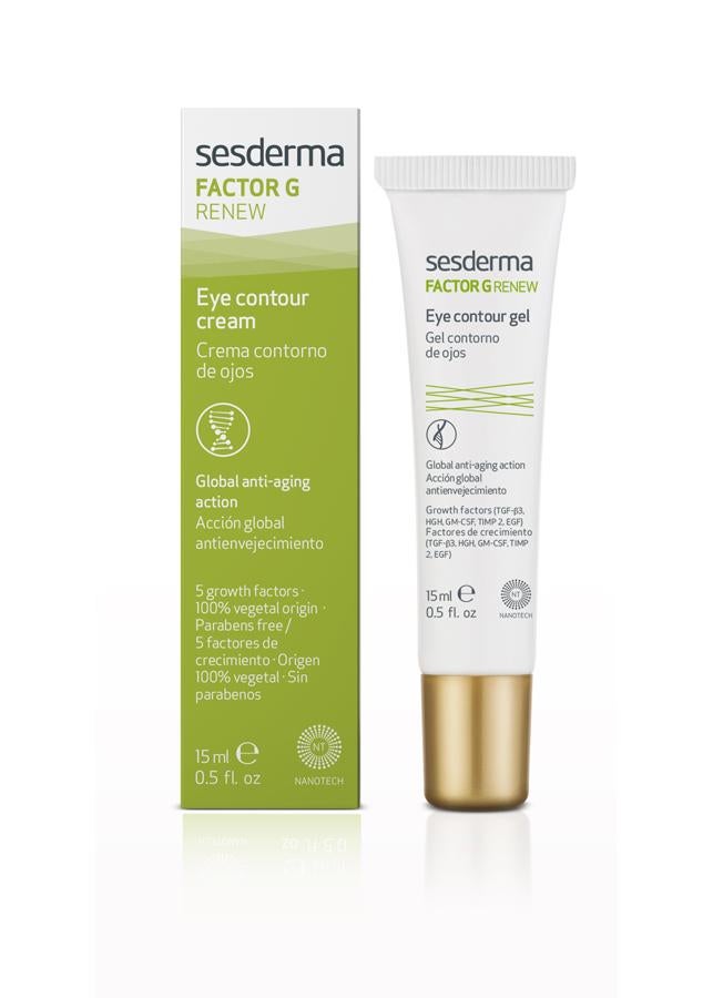 Potente complejo de activos para el rejuvenecimiento de tu mirada: alisa las arrugas, reafirma la zona periocular y de los párpados y atenúa las bolsas y las ojeras. Indicado para mujeres a partir de los 35 años. Su formulación está basada en la Genocosmética, que actúa en el núcleo celular y estimula la proliferación y actividad de las células. (29,95€).