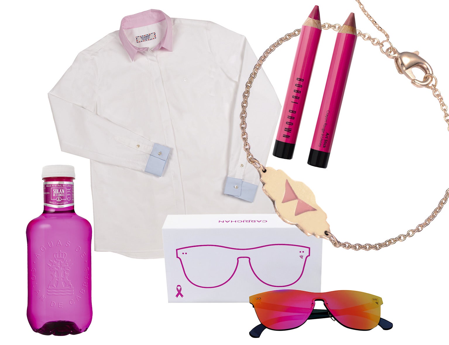 La lucha que no cesa. El próximo 19 de octubre se celebra el día contra el cáncer de mama y el mundo de la moda y la belleza no quiere ni puede quedarse al margen de esta batalla tan importante para la vida, la salud y la felicidad de tantas mujeres. Para colaborar en la investigación la enfermedad, Estée Lauder, El Ganso, Apodemia, El Corte Inglés y Solán de Cabras aportan su granito de arena con ediciones especiales para recaudar fondos. (El Ganso Solán de cabras Carrighan Bobbi Brown Apodemia)