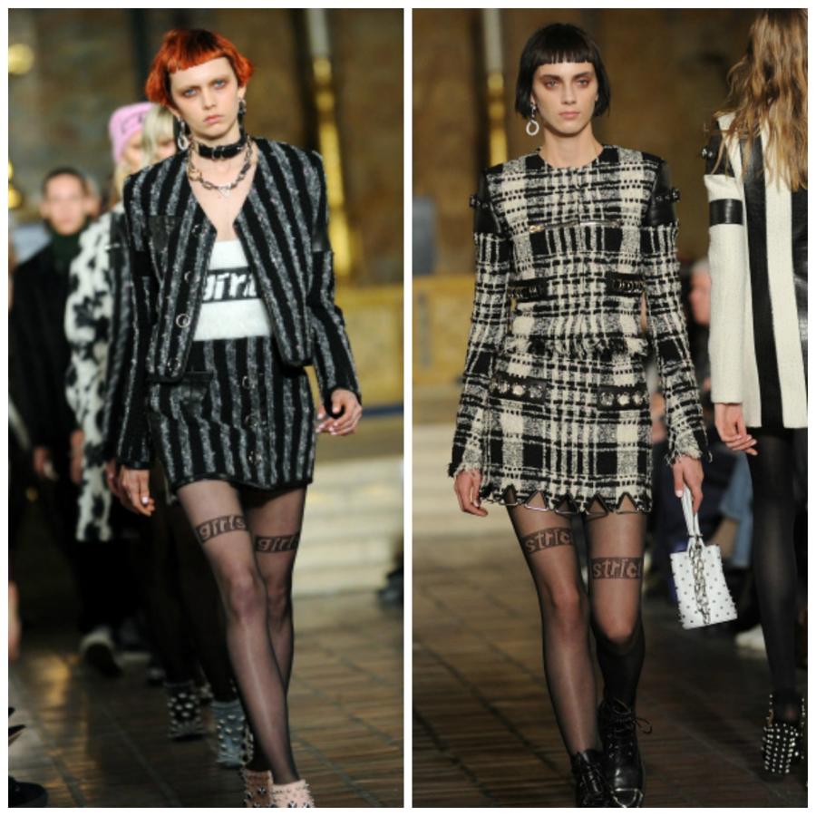 Las medias del diseñador están cargadas de intenciones, tanto que para su colección más gótica accesorizó los looks con unos pantys en los que se pueden leer palabras como tender, strict, faded, violator.