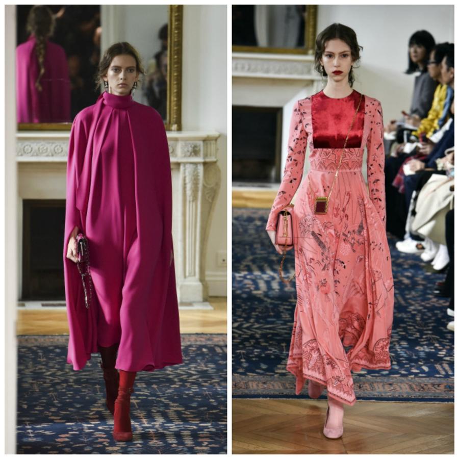 Si este invierno triunfarán las medias de rejilla, con encajes y estampados, en la primavera lo harán las tupidas en colores vivos como el rosa y el rojo y así lo propone Valentino.