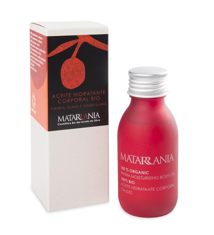 Un aceite ecológico que perfuma la piel y la hidrata, aportándole elasticidad. A base de canela y ylang-ylang. 100% Bio. (18€ en www.matarrania.com)