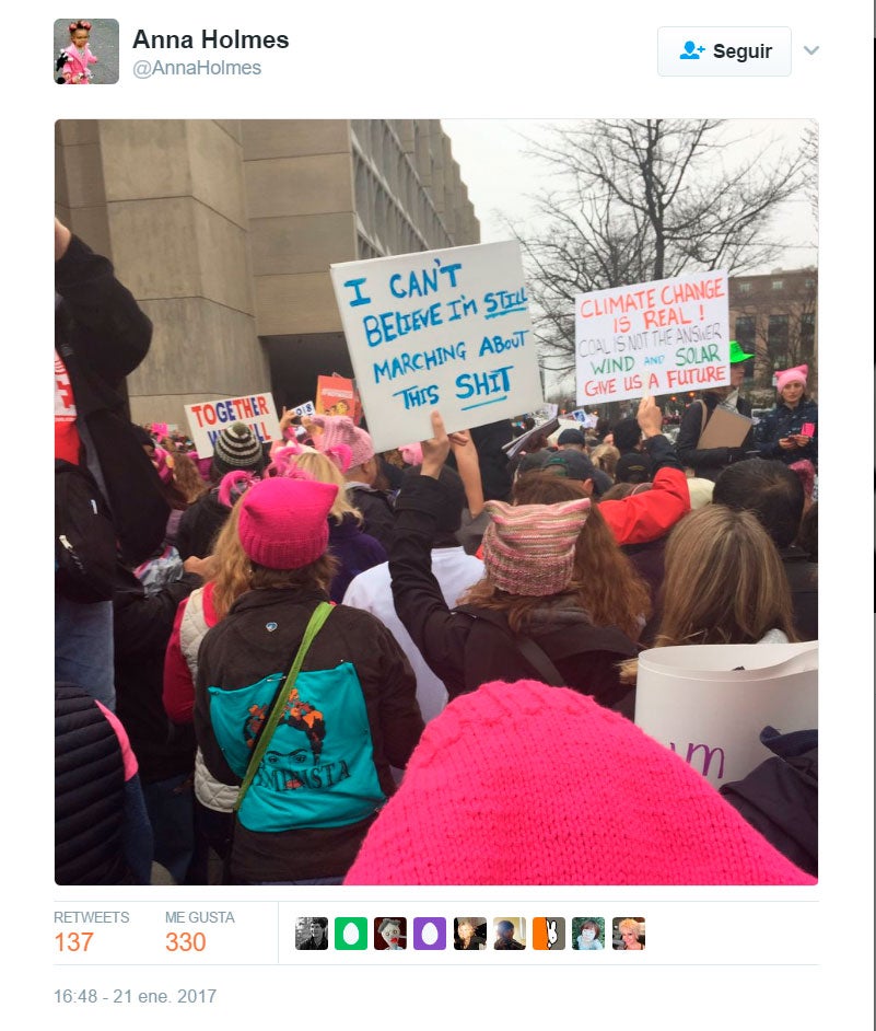 Visto en Twitter: "No puedo creer que todavía tengamos que manifestarnos sobre esta mierda".