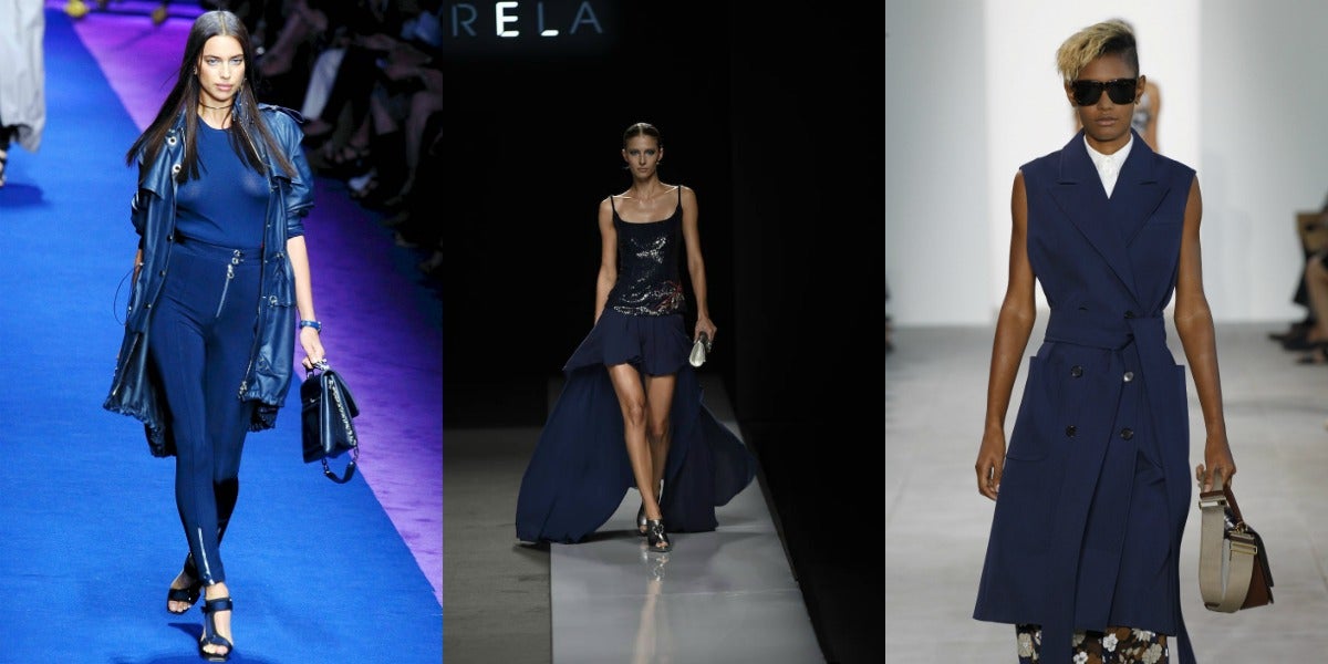 Más cerca casi del negro que del propio azul, el azul oscuro casi negro inundó las colecciones de Verace (1), Felipe Varela (2) y Michael Kors (3).