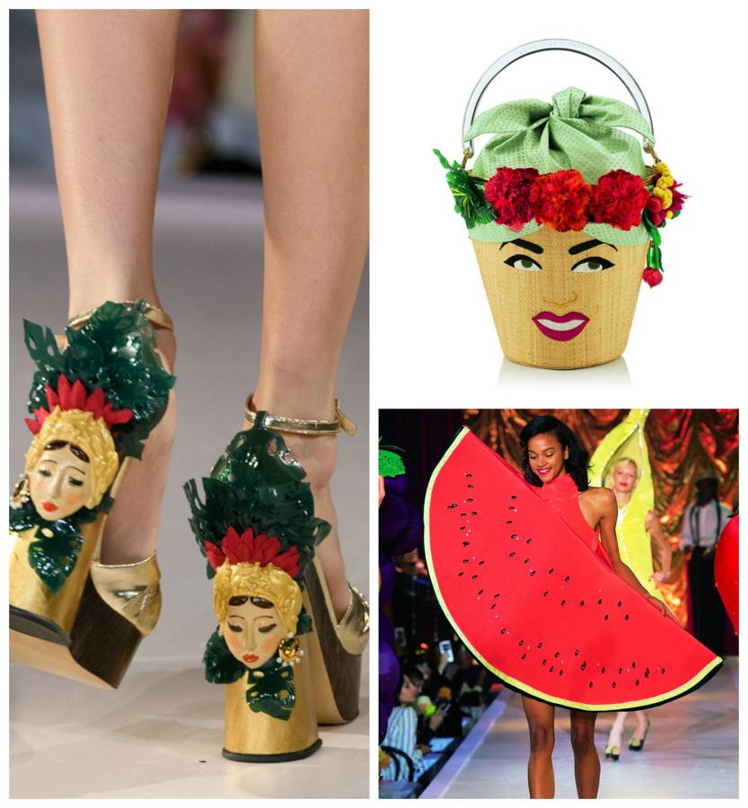 La diseñadora inglesa Charlotte Olympia ha dejado a un lado sus característicos gatitos y telas de araña para rendir homenaje a la cantante brasileña Carmen Miranda (1909-1955) con su colección de primavera. Disfraces de frutas convertidos en prendas, chicas caracterizadas como bailarinas de los locos años 20 y, sobre todo, accesorios (lo más ponible y cool) con la cara de Carmen Miranda, hojas selváticas, loros... Y todo a ritmo de samba. El desfile fue un puro espectáculo y sus zapatos y bolsos, también. Color, vitalidad y mucho optimismo para afrontar la primavera que llega.