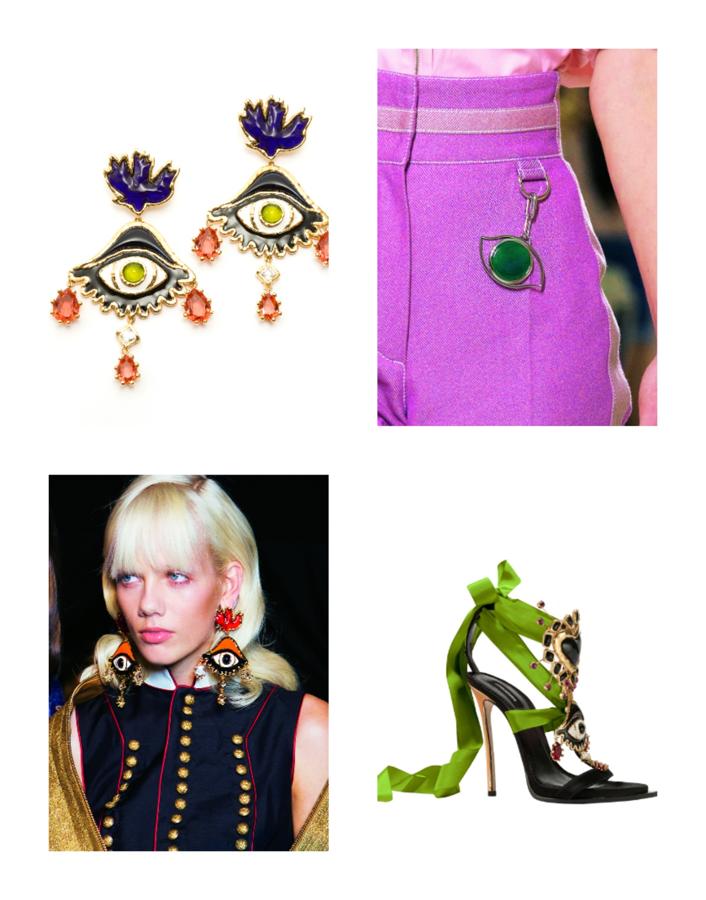 Como pendientes, colgantes, en sandalias o incluso como detalle en un pantalón. Hay ojos (abiertos, cerrados, sibilinos o inocentes) observándonos por todas partes. Para unos, símbolo de buena suerte; para otros, un detalle decorativo o una evocación surrealista.