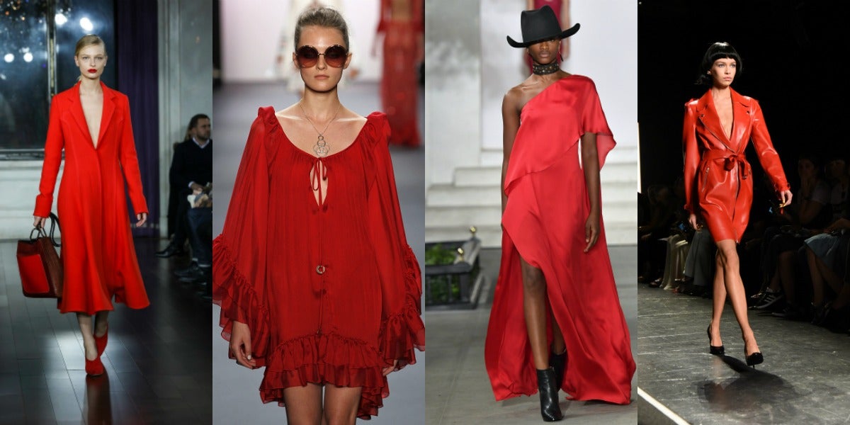 El rojo es uno de los colores que favorece tanto a rubias como a morenas, pero esta temporada vuelve con más fuerza en el tono que nos recuerda a las amapolas, como así nos lo han demostrado Jason Wu (1), Jenny Packham (2), Ralph Lauren (3) y Jeremy Scott (4). Y cada uno lo hace en un estilo.