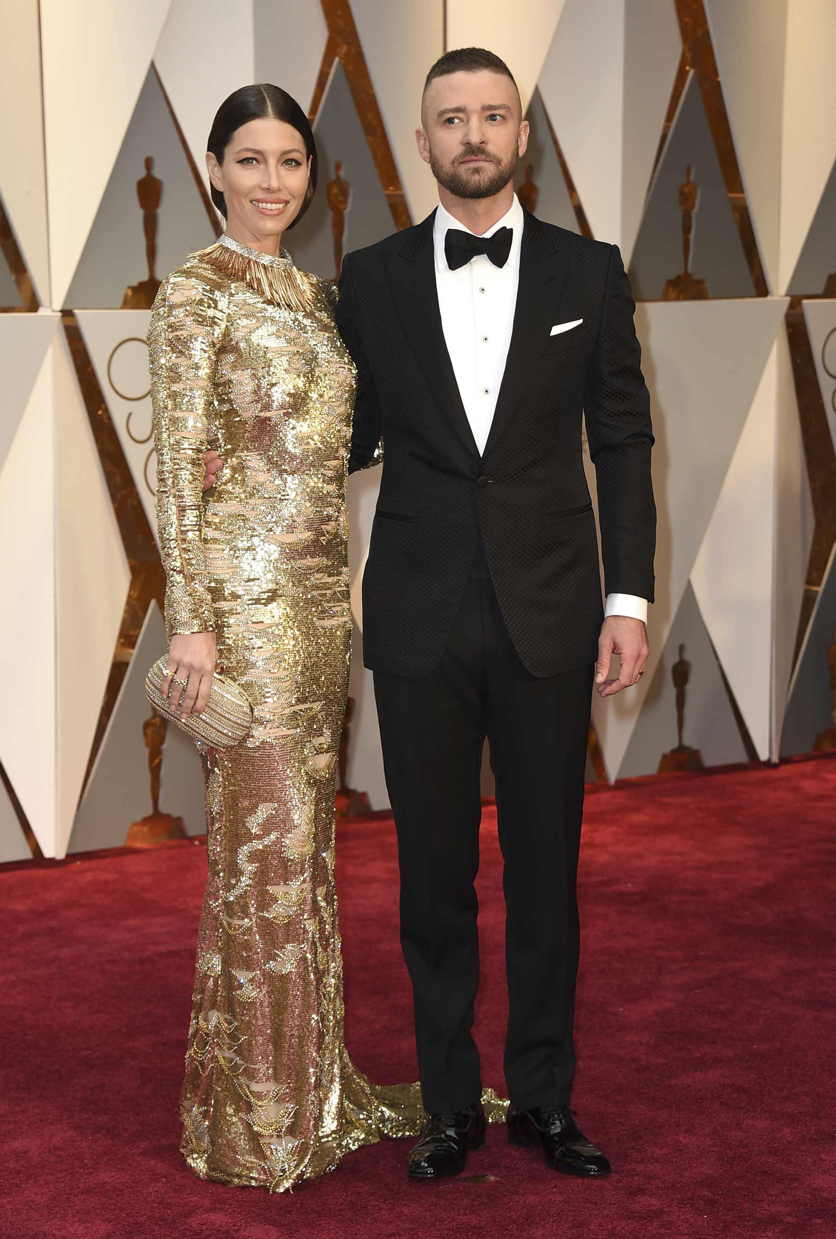 Jessica Biel y Justin Timberlake a su llegada a la ceremonia de entrega de los Oscar.