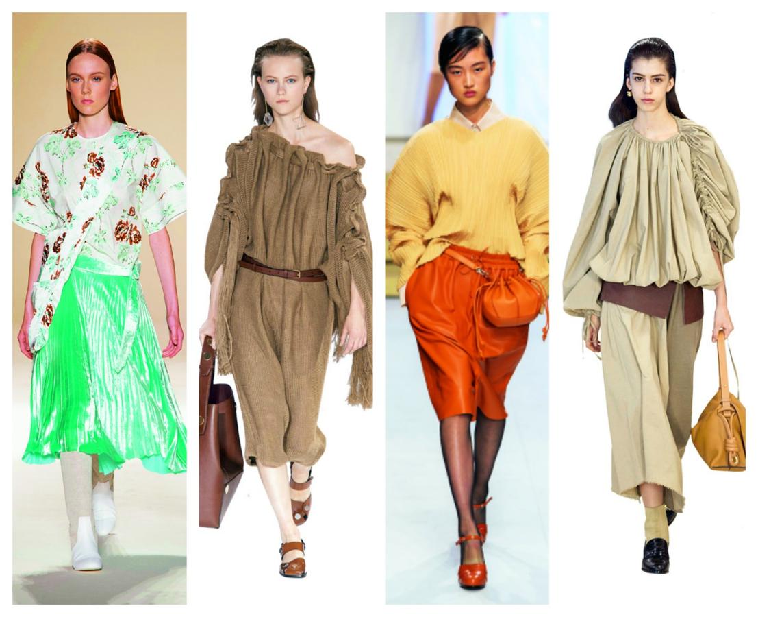 A los plisados que saltaron a la palestra las temporadas anteriores (en especial en faldas), se suman ahora dos grandes técnicas de costura: drapeados y fruncidos en blusas, vestidos, pantalones... No hay prenda esta primavera que se resista a la tendencia. Victoria Beckham, Stella McCartney, Jil Sander, Loewe.