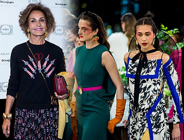 Nati Abascal no quiso faltar. A su lado, algunos diseños de Juanjo Oliva