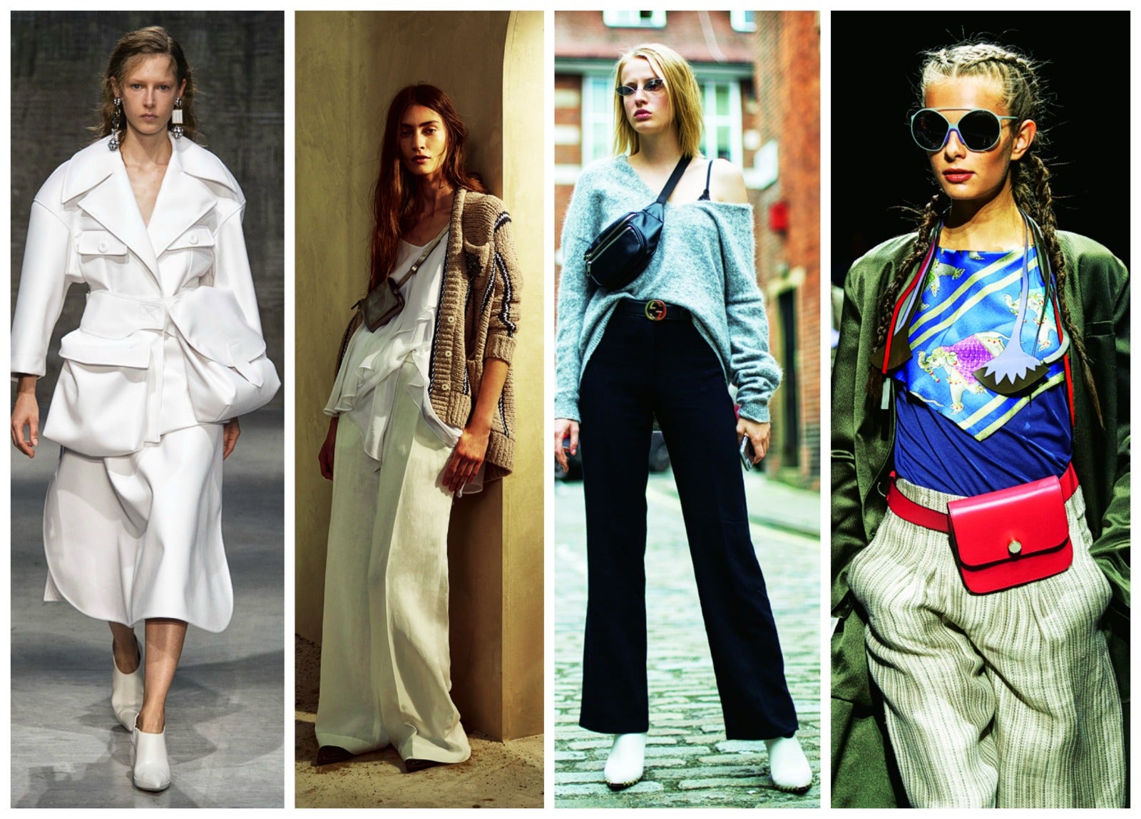 Los bolsos riñonera vuelven a la primera línea de fuego de las tendencias. Olvídate del look de turista con el que a veces los asocias, porque no hay firma que se precie que no los haya incluido en las colecciones de primavera. Lo último es llevarlas también cruzadas. (Brunello Cucinelli, Emporio Armani, Marni)