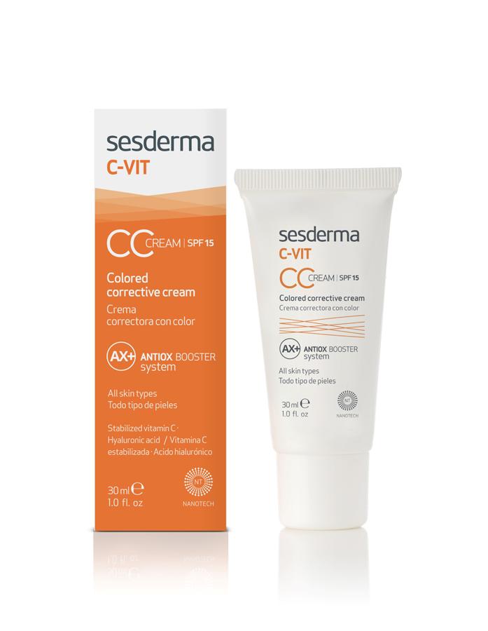 C-Vit CC cream SPF15 de Sesderma. Una crema perfeccionadora antioxidante para combatir el fotoenvejecimiento cutáneo. Unifica el color de la piel y aporta luminosidad. (24,95€)