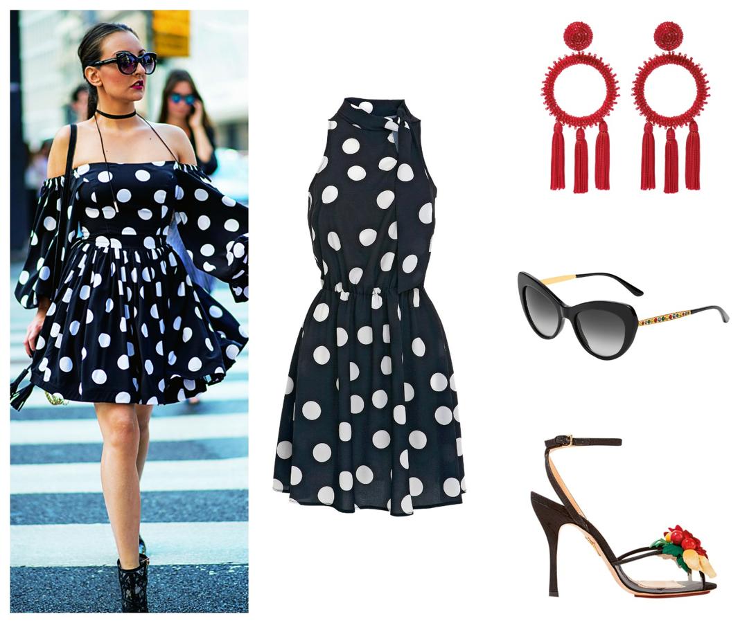 Los lunares adornan igual el perfecto look working girl que te acompañan en las tardes frente al mar. Liujo, Oscar de la Renta, Dolce & Gabbana, Charlotte Olympia.
