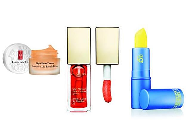 Eight Hour bálsamo reparador intensivo para labios de Elizabeth Arden (26 euros). Huile Confort Lèvres de Clarins (22 euros). Mornin´ Sunshine de Lipstick Queen (23 euros).