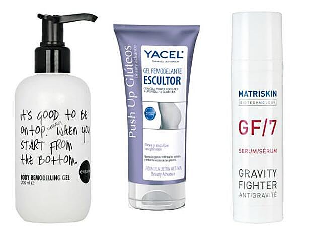 Body Remodelling Gel de Cream-A (33,28 euros). Push Up Glúteos Gel Remodelante Escultor de Yacel (12,95 euros). Serum G7 Zero Gravity de Matriskin (71 euros).