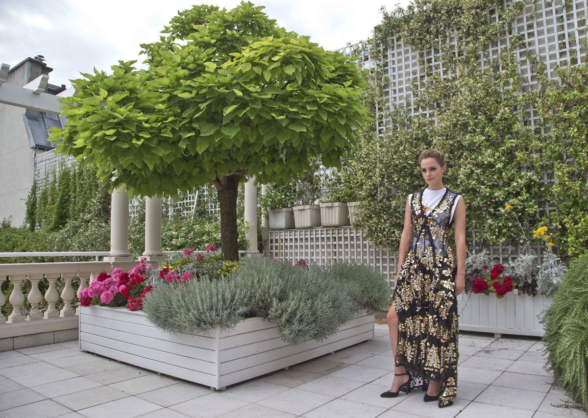 La actriz está en plane promoción de The Circle y en su posado para la prensa en París se vistió con un Louis Vuitton Resort 2018 con transparencias y adornos metálicos y camiseta. Su juego de superposiciones nos ha conquistado.