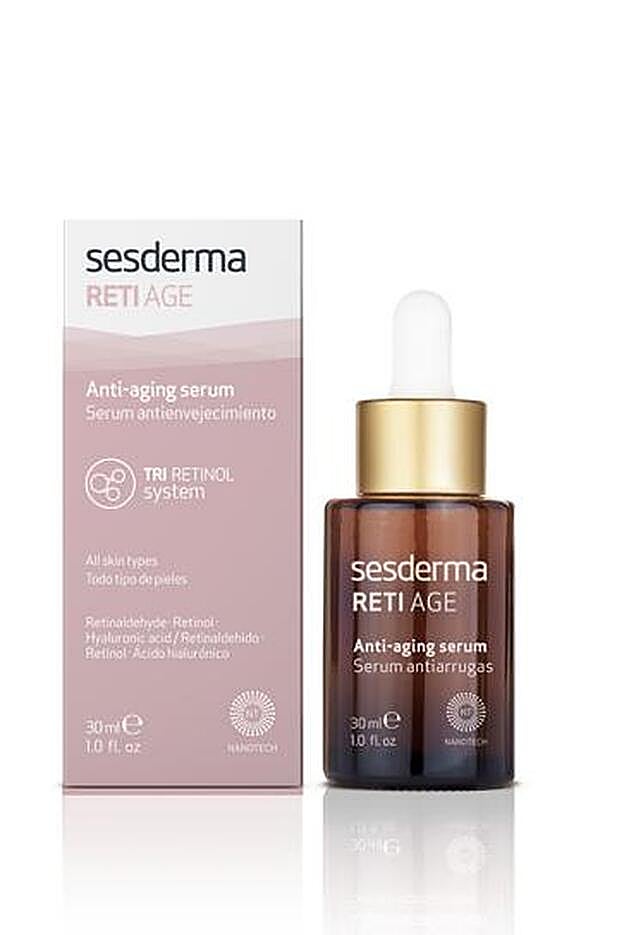 Sesderma. Reti Age Anti-aging serum incorpora el novedoso 3-retinol System, una auténtica revolución contra los signos de la edad. Gracias a la genocosmética, Sesderma ha conseguido que 3 tipos de retinol encapsulados en liposomas  aplicar 4 gotas diariamente en la mano y masajear sobre la zona a tratar previo a la crema hidratante. 49,95 €