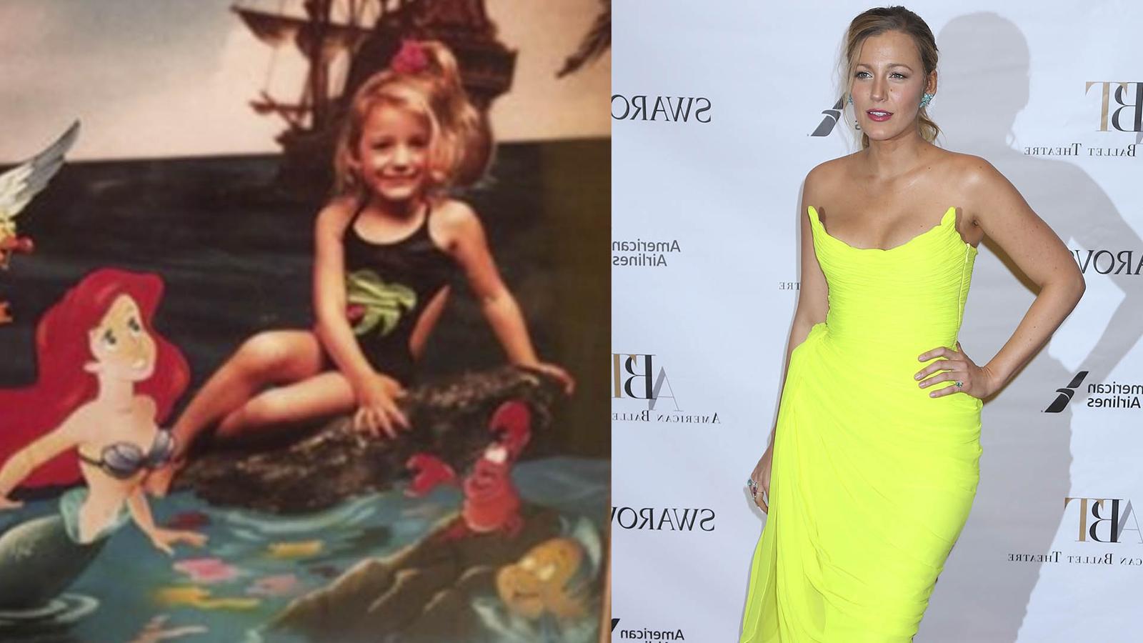 La actriz Blake Lively queda divina posando como 'La Sirenita' (izquierda) o para un evento de moda.