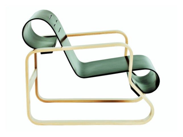En 1932 Alvar Aalto diseñó la silla Paimio para un sanatorio. Fue la pionera hecha en madera laminada. artek.fi.