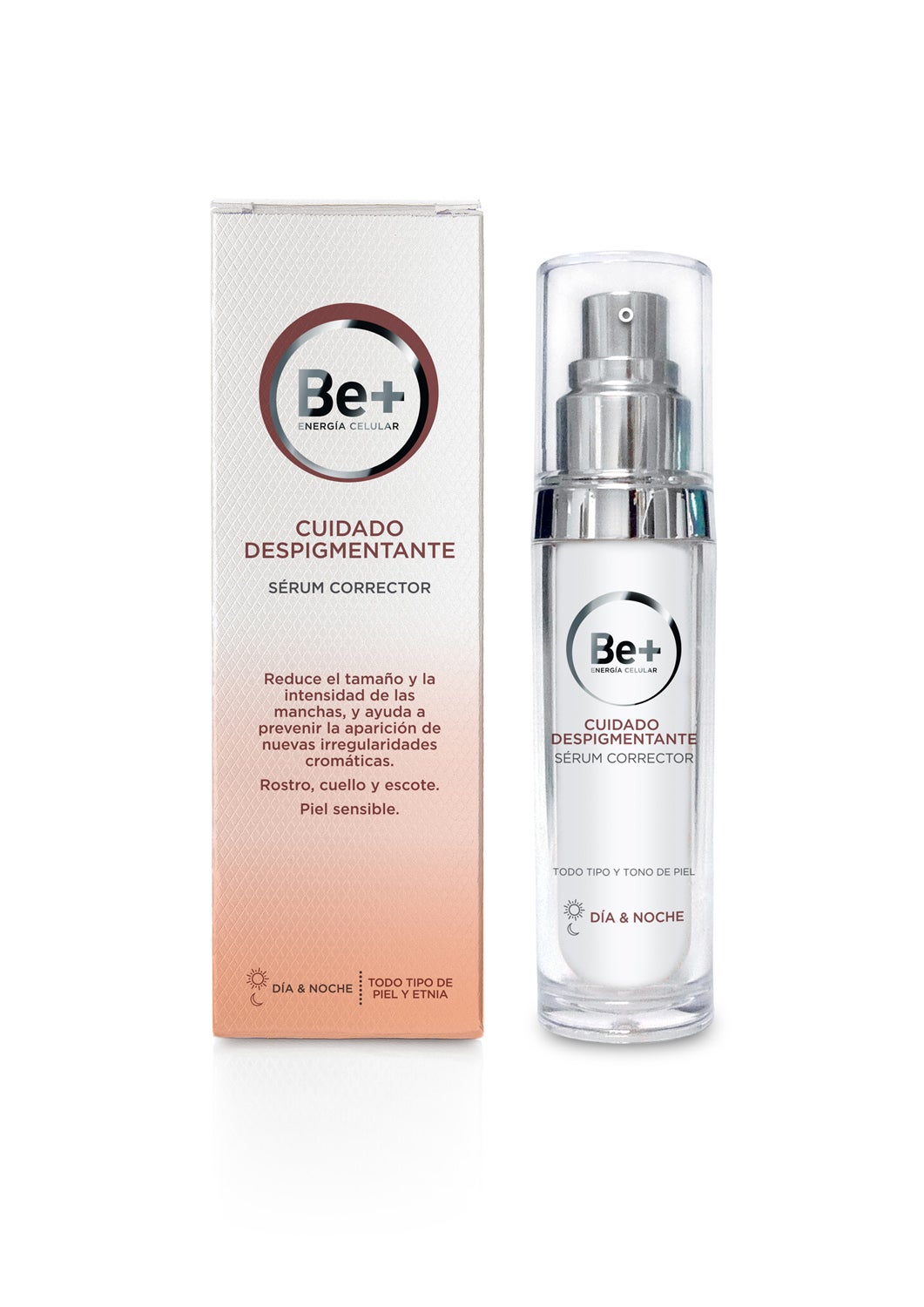 La tecnología Be+ despigmentante disminuye en un 61% la superficie de la mancha y previene la aparición de nuevas irregularidades cromáticas. Textura en emulsión ‘silicon-gel’ muy concentrada. (38,70€)