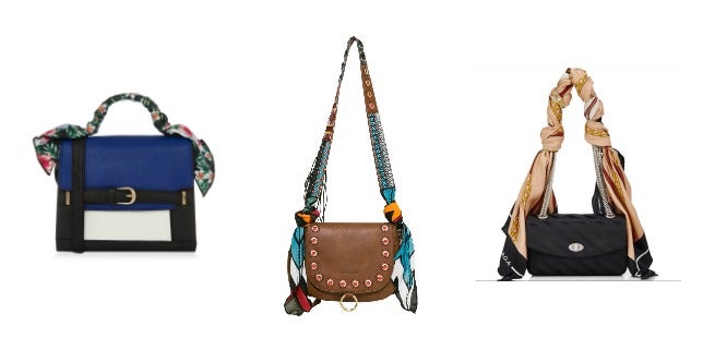 Habrás visto pañuelos anudados a las asas de un bolso desde la generación de tu abuela... Pero esta nueva versión millennial los incorpora al propio bolso. Los encontrarás en propuestas de firmas low cost, como Primark, y en marcas premium, como Balenciaga; y tanto en versión de asa corta como larga o de cadena.