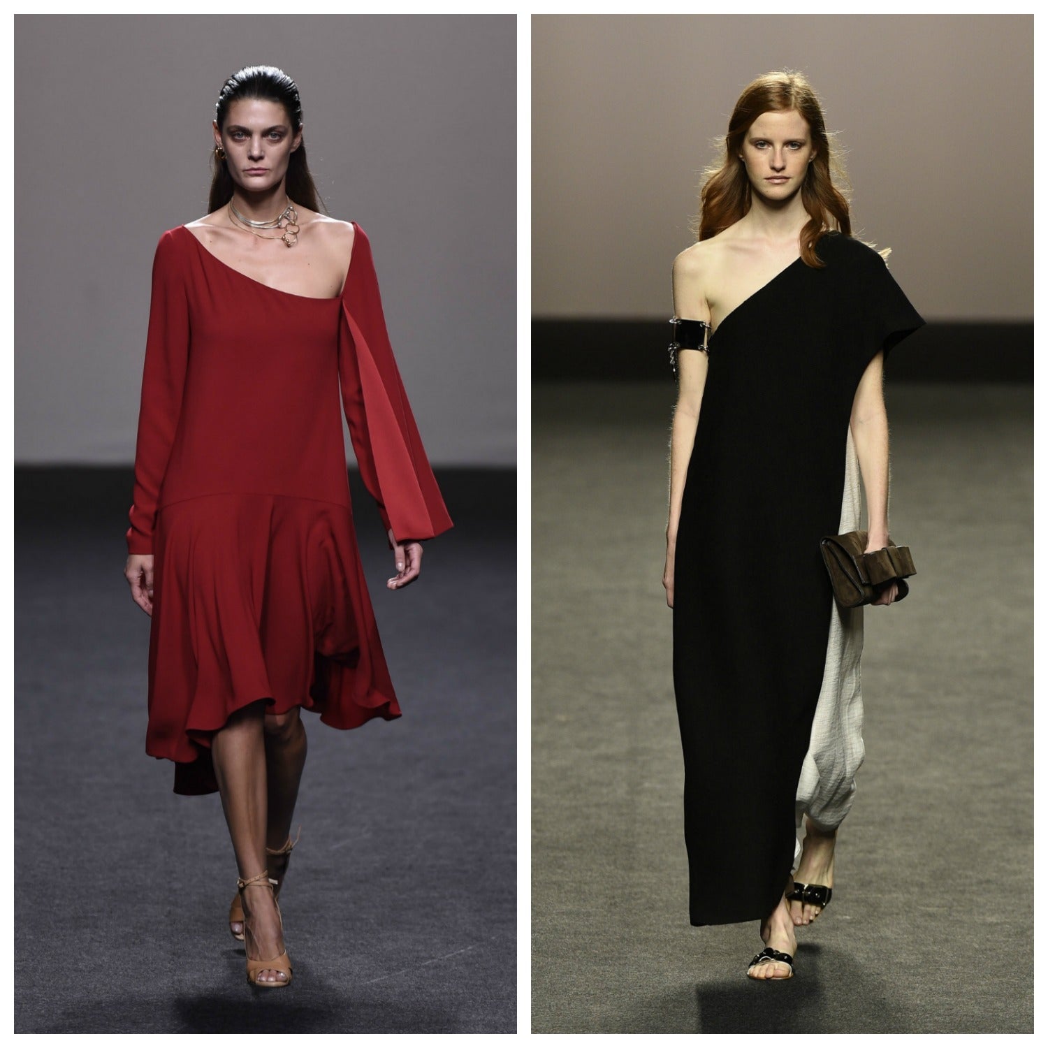 Enseñar lo justo y de la manera más elegante es el nuevo sexy para Roberto Torretta y Marcos Luengo que, fieles a su estilo minimalista, visten a la mujer con sencillos vestidos con hombros al descubierto.