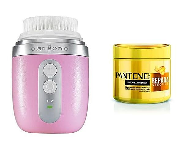 Cepillo sónico compacto de limpieza Mia Fit de Clarisonic (220 euros). Mascarilla Intensiva Repara &amp; Protege de Pantene (5,49 euros).