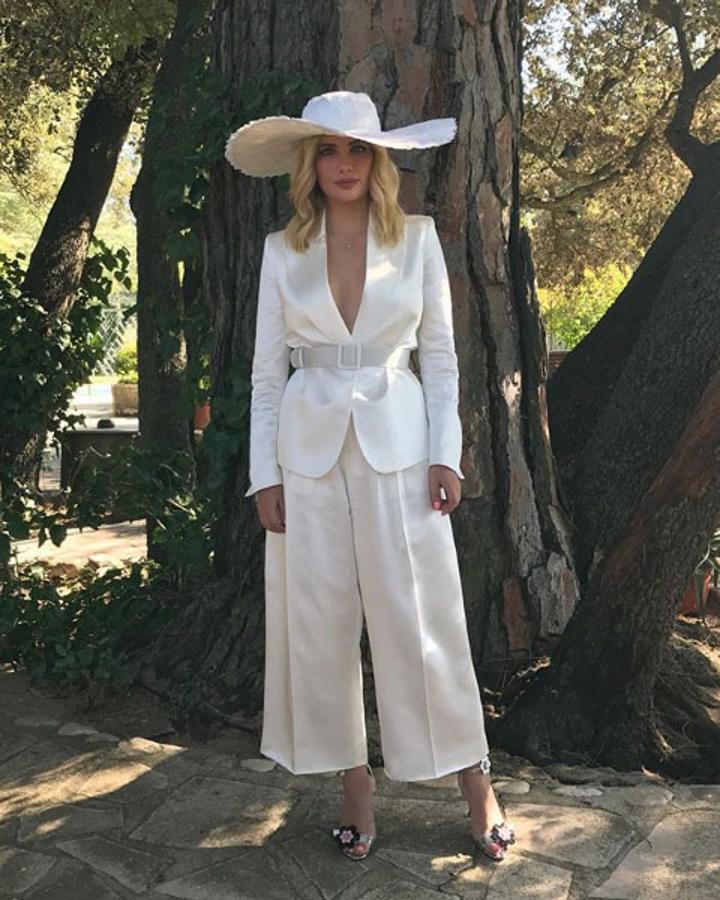 Miriam Giovanelli se casó con un diseño de pantalon firmado por María Escoté.