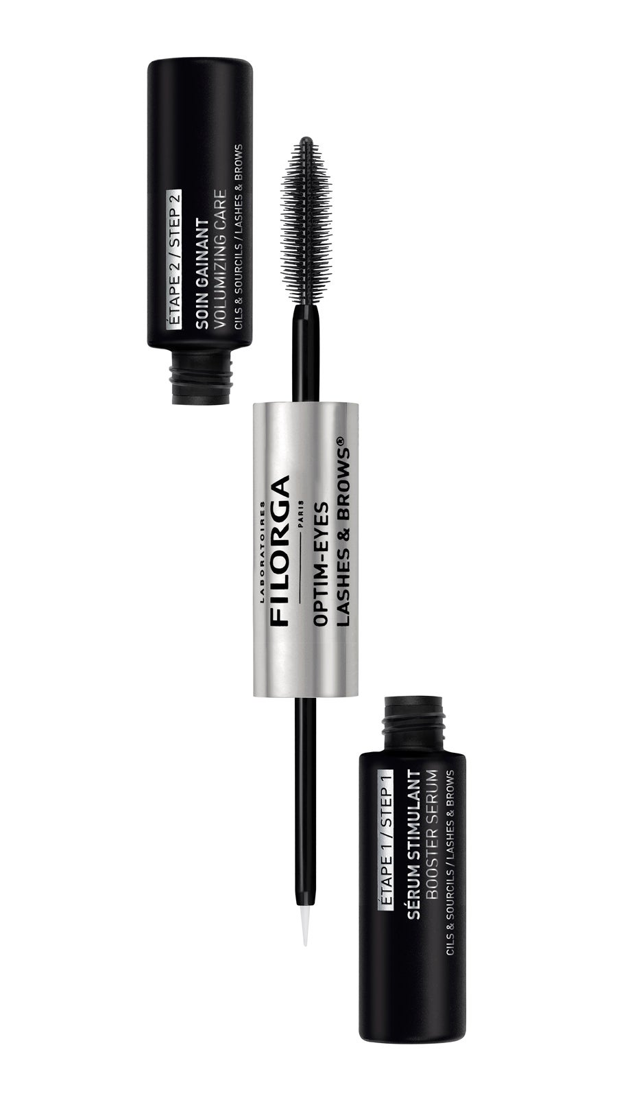 Un sérum estimulador y multiplicador de pestañas y cejas con dos fases. Por un lado, un aplicador liner ultra-preciso para que los activos se depositen lo más cerca posible de la raíz de pestañas y cejas para ayudar a su crecimiento. Por otro lado, un cepillo similar al de una máscara que permite cubrir pestañas y cejas para redensificarlas al instatne. El resultado: longitud, densidad, resistencia… Una fórmula de choque que actúa en 14 días. (49€)