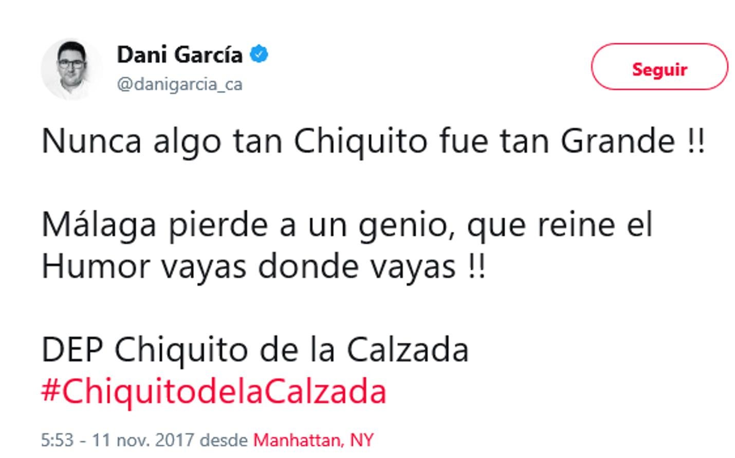 El cocinero ha querido rendirle homenaje desde Manthattan.