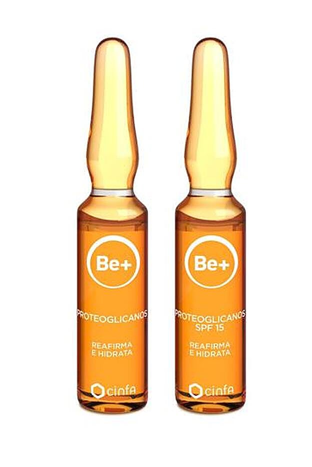Be+ Ampollas Proteoglicanos, libre de aceite con un 3% de proteoglicanos y ácido hialurónico y un 5% de vitamina C. Pensadas para pieles maduras, cansadas o fatigadas, prometen combatir las manchas, las arrugas y la falta de firmeza tanto a largo plazo como después de su aplicación. Aptas para pieles sensibles, con y sin SPF, 40,80 €. 30 ampollas de 2 ml.