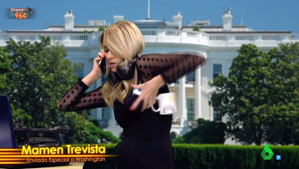 Anna Simon viajó hasta la Casa Blanca como reportera para hacer una conexión en directo y no sabéis lo bien que se le da. Nos dejó imágenes como esta.