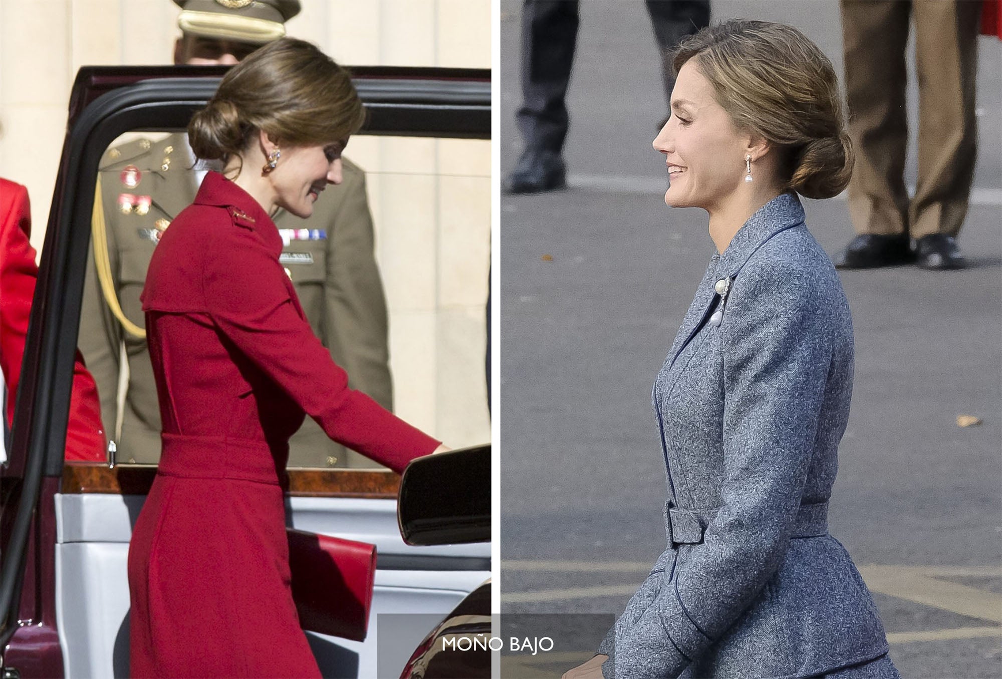El moño bajo es otro de los peinados que suele eligir doña Letizia para actos oficiales y eventos más formales.
